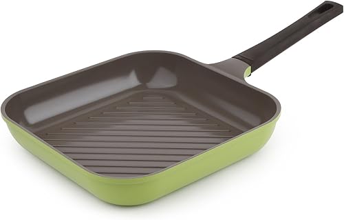 Neoflam Sartén cuadrada antiadherente de cerámica de 11 pulgadas, verde aguacate