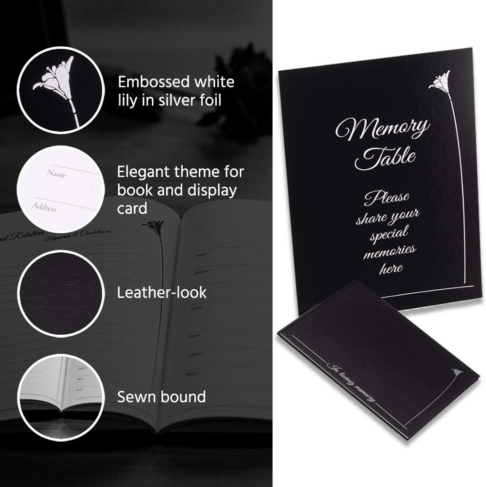 CloudY come CoN A Small Silver Lining Funeral Guest Book | Memorial Guest Book | in Loving Memory Guest Book | Complete Set with Signing Pen and Memory Table Card | pu Leather Hardcover