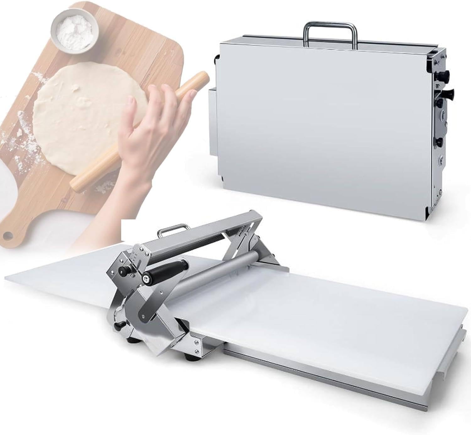 Laminadora manual de masa de 90x40 cm con rodillo plegable y 55 grosores