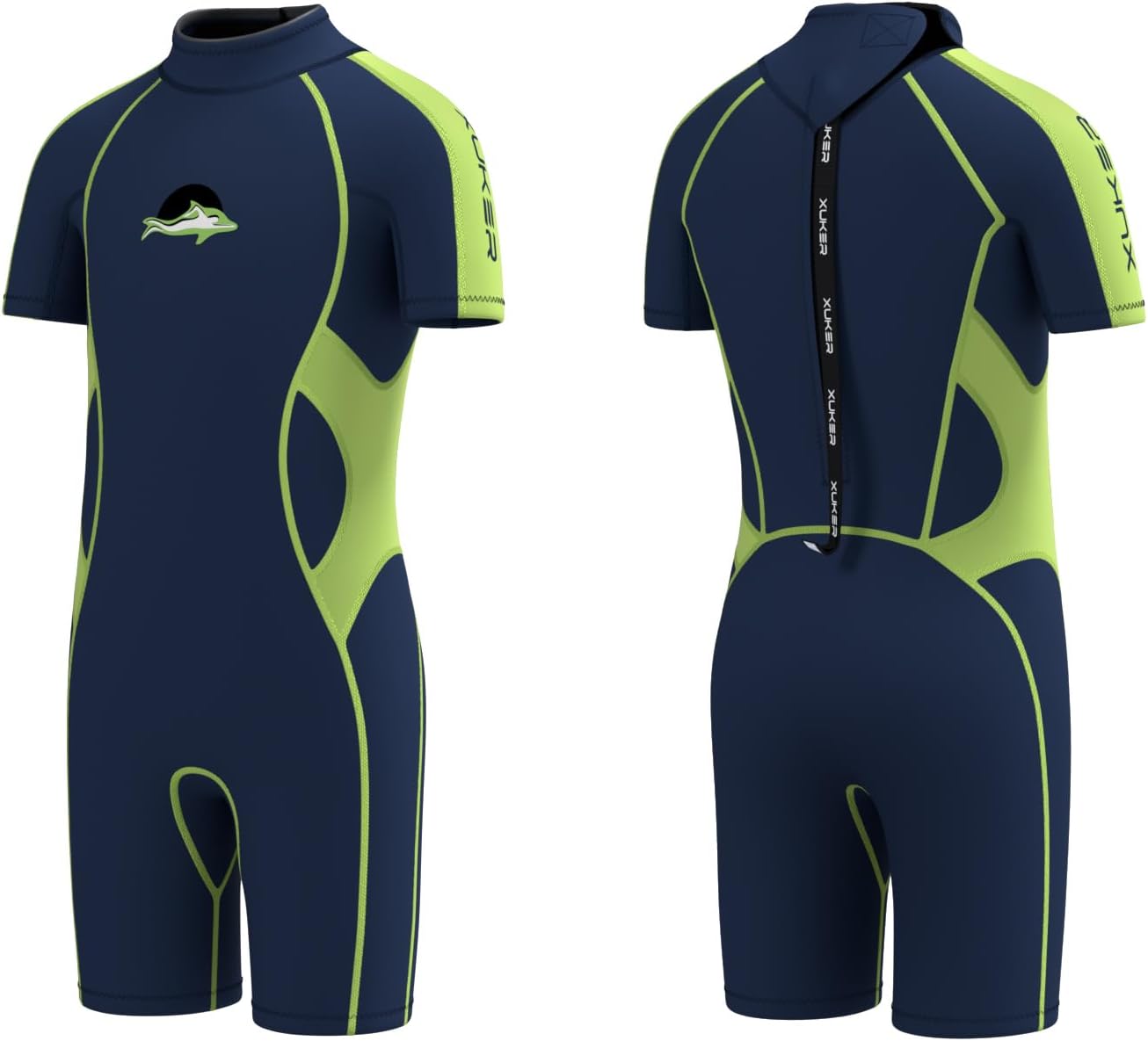 XUKER Kids Wetsuit for Boys Girls Toddlers 3mm Shorty Wet Suit Neoprene Back Zip Thermal Wetsuits for Teens Scuba Dive Swimming Boating Snorkeling