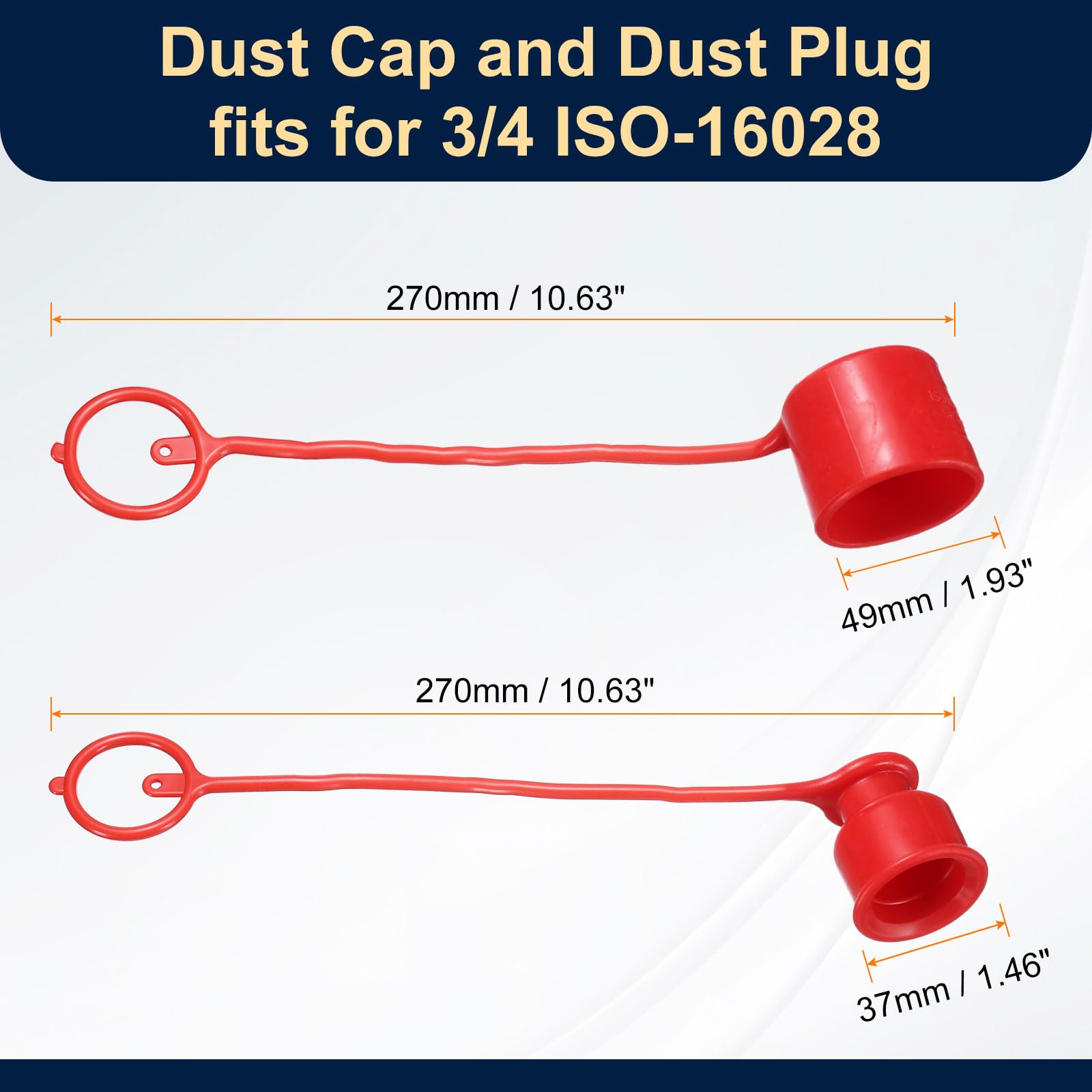 QUARKZMAN 4Sets 3/4 Bouchon Et Bouchon De Poussière ISO-16028 Rouge | Pour Tuyau Hydraulique, Bouchon De Poussière Mâle & Bouchon Femelle Couverture Coupleur D'Air À Déconnexion Rapide