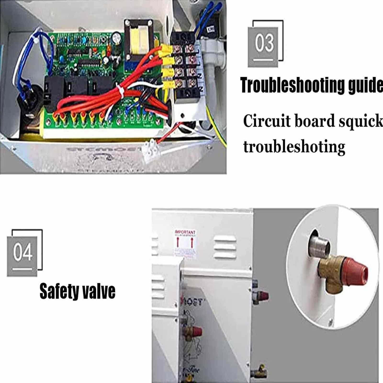 PixCy 3kw-21kw Generador De Vapor Sauna Baño Turco Ducha Dentro De con Drenaje Y Panel De Control a Prueba De Vapor para Hogar Gimnasio Hotel Salón De Belleza,380V-8.0kw