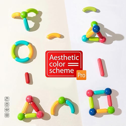 Miniatura 8 de Artpico - Bloques de construcción magnéticos de juguete con palos y bolas magnéticas (84 piezas de magnetismo fuerte de 3000 mT) bloques de