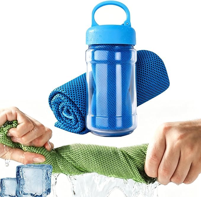 Eunmsi Cooling Bottle Cold Sweat Towel, Absorbent Quick-Drying Gym Cooling Towels,Instant Chill Sports Towel,Reusable Coolings Sweat Towels for Running,Gym and Outdoor Activities (Blue)