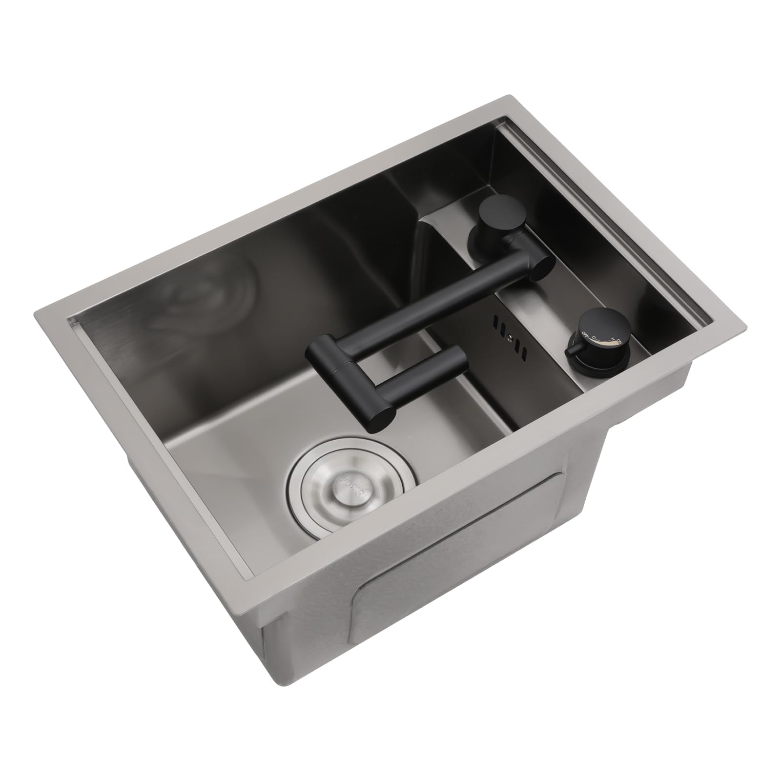 Lave-linge en acier inoxydable gris avec couvercle, évier de cuisine caché, robinet chaud et froid pliable à 360°, évier simple 45 x 30 x 23 cm, pour usage domestique et cuisine commerciale