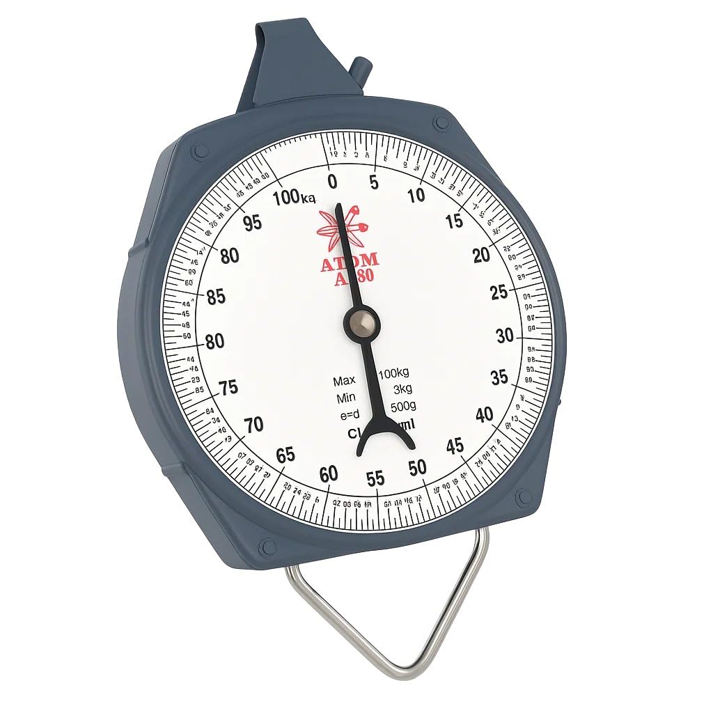ATOM A350 Analog Metal Hanging Hook Luggage Portable Scale For Industrial Factory Use Capacity 100Kg