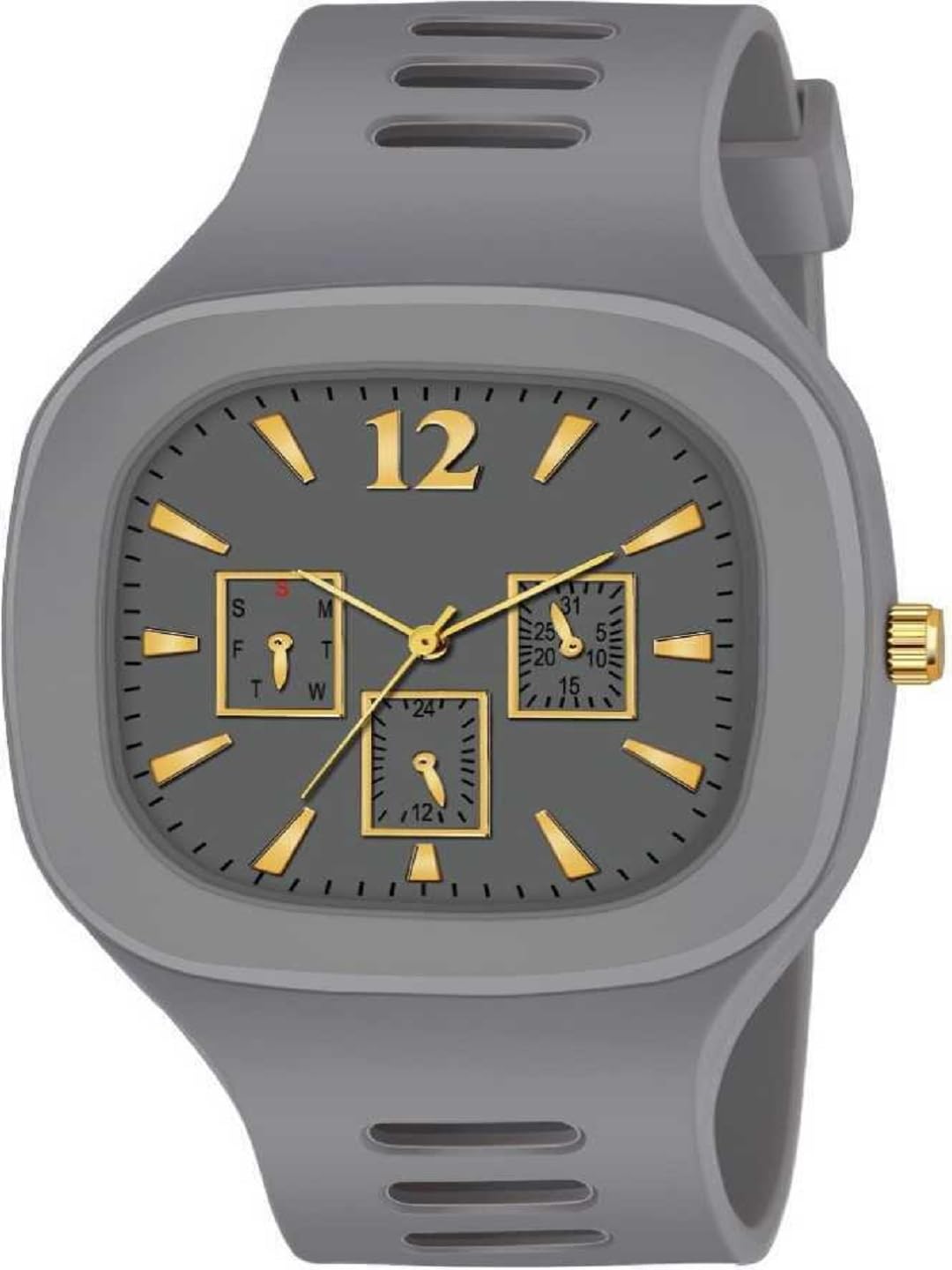 LAKSH Stylish Sport Big Square Dial Rubber Strap Watch for Men(SR-242) (B0CW1TTDS1) Amazon Price History, Amazon Price Tracker
