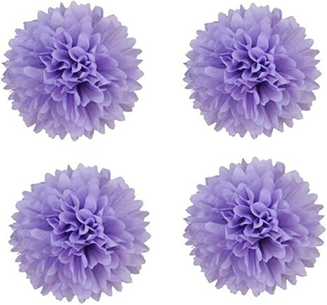 Amazon Com Perilla Fire Lantern Diy 10pcs Lot 10 Lavender Tissue Paper Pom Poms Pompoms Flower Balls For Wedding Party Decoration Holiday Supplies Purple Home Kitchen