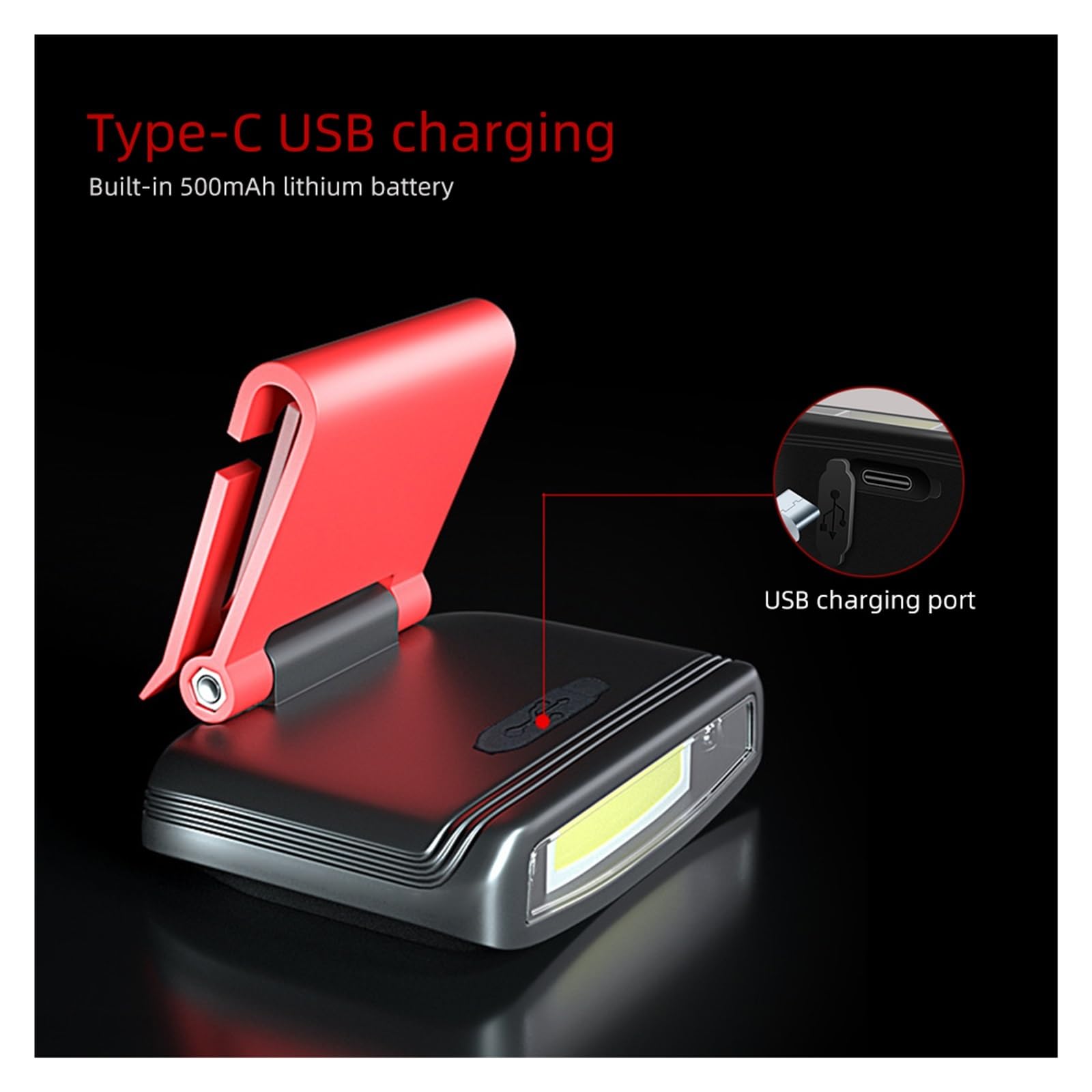 DELURA Luces de Seguridad Linterna Frontal LED COB Sombrero Clip Luz Sensor De Movimiento Linterna De Pesca USB Recargable Reflector Impermeable Linterna para Patio, jardín