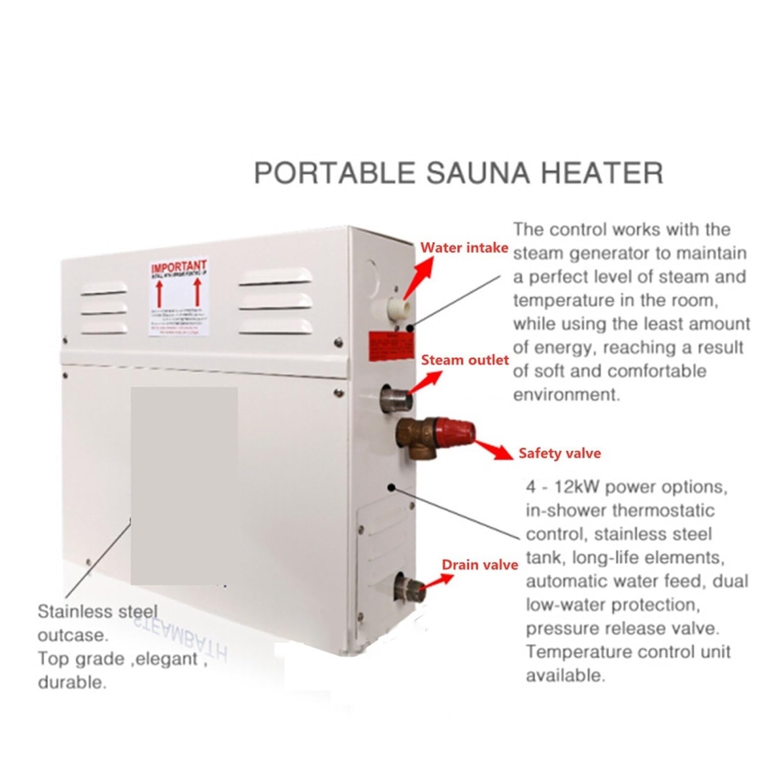 Generatore di vapore, generatore di vapore da 9 kW per doccia 380 V, macchina a vapore per uso domestico, attrezzatura per sauna, bagno turco, SPA, doccia a vapore con controller digitale (380 V)