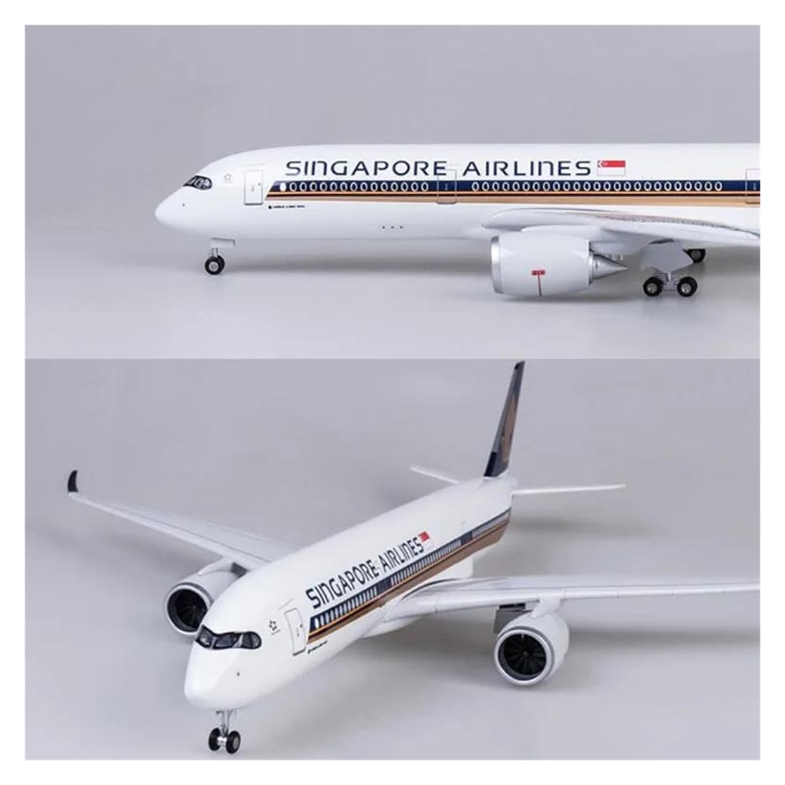Samolot w skali 1/142 dla A350 Singapore Airlines Model samolotu Samoloty z żywicy odlewanej ze światłem i kołem Udekoruj biuro Nadaje się do ekspozycji (ze światłem)