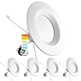 5/6 Inch LED Recessed Retrofit Downlight, 14W=90W, CCT Color Selectable 2700K | 3000K | 3500K | 4000K | 5000K, Dimmable Can Light, 1100 Lumens, Wet Rated, Energy Star, Smooth Trim (4 Pack)