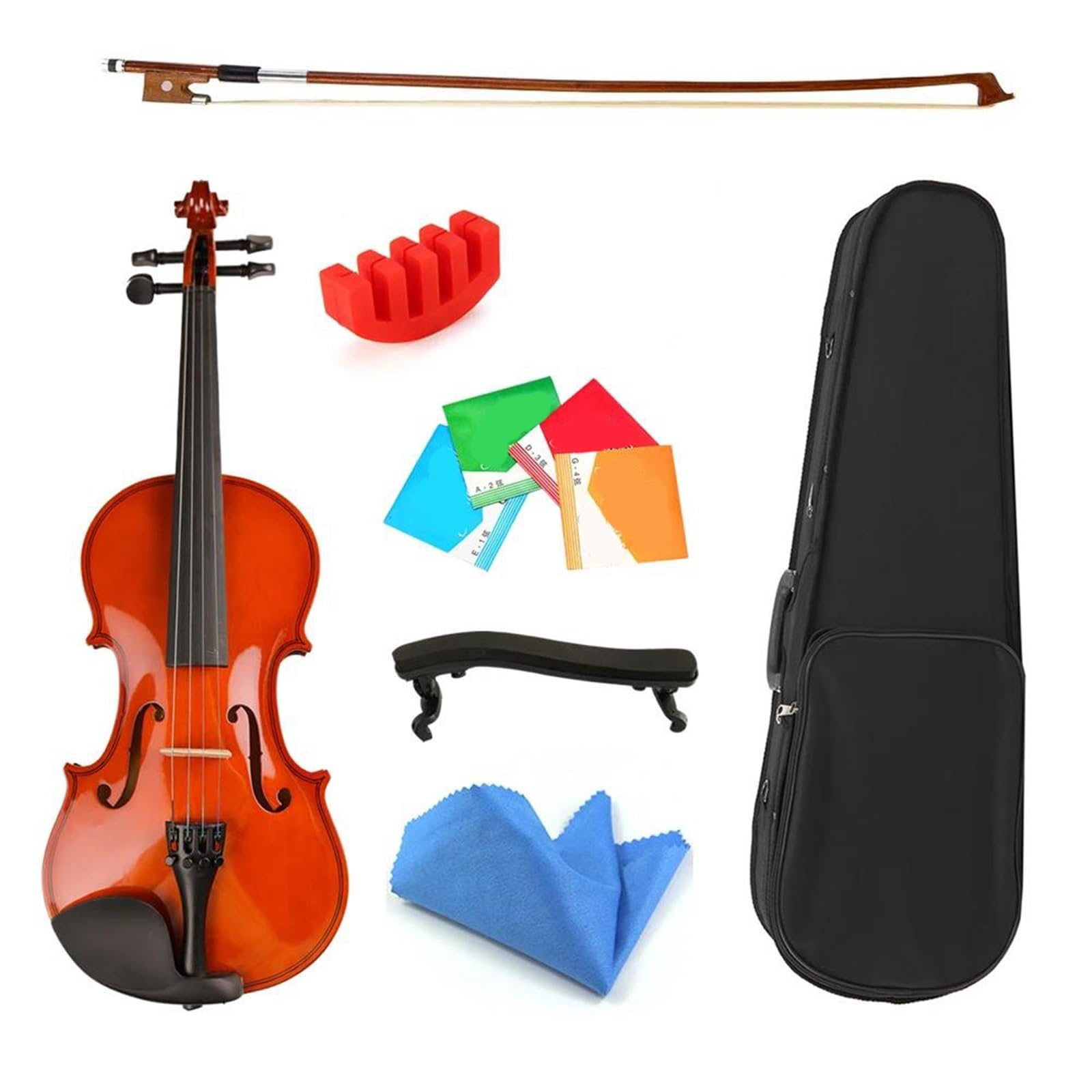 Violine Set Akustische Violine 4/4 3/4 1/8 1/4 1/2 Massivholz Anfänger mit Fall Bogen Saiten Komplettes Set Zubehör Violine (Color : 1/4)