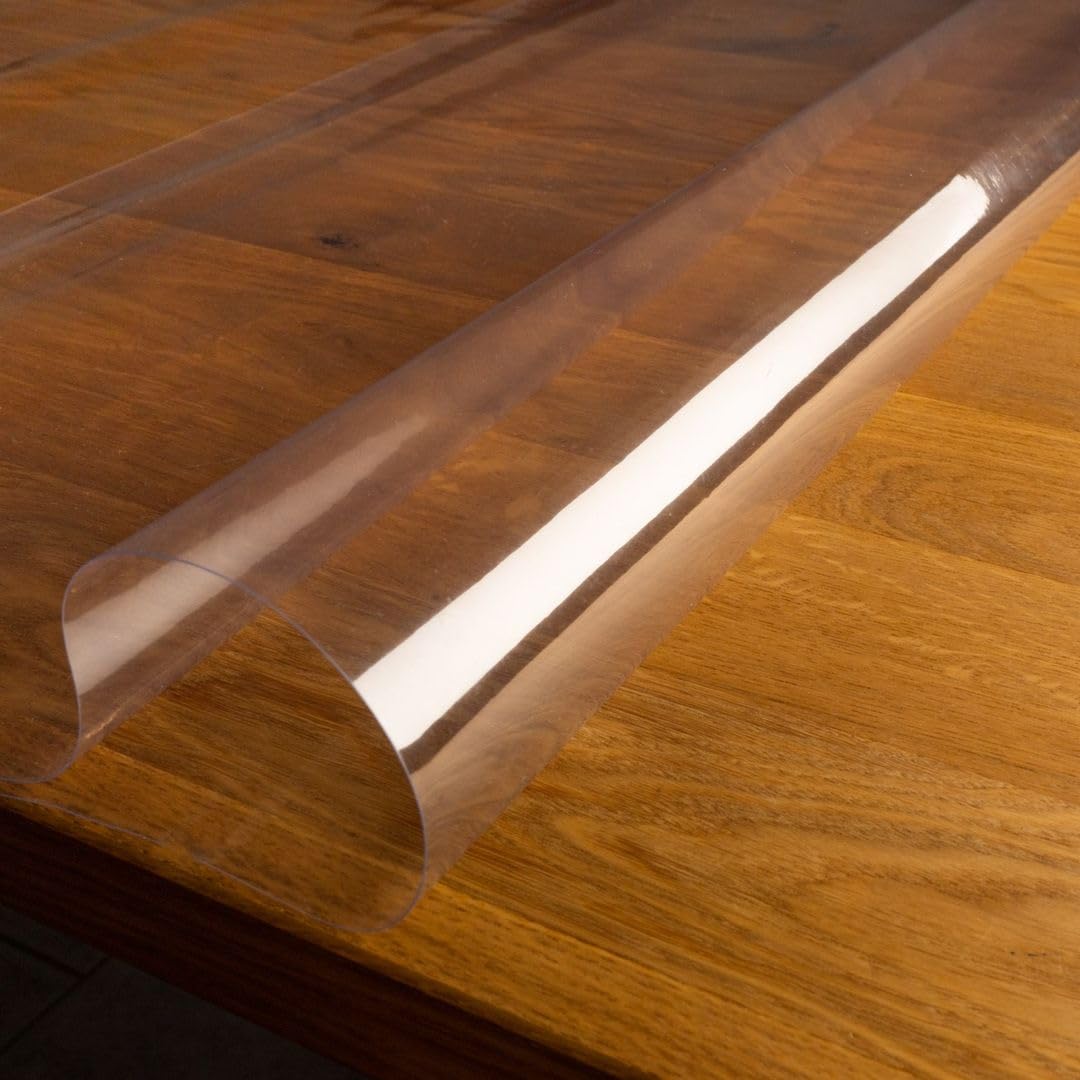 laro 0,30 mm Dicke Tischfolie Tischdecke Transparent Durchsichtig Abwaschbar Garten-Tischdecke Tischschutz-Folie PVC Plastik-Tischdecken Wasserabweisend Eckig Meterware |07|, Größe:118x240 cm