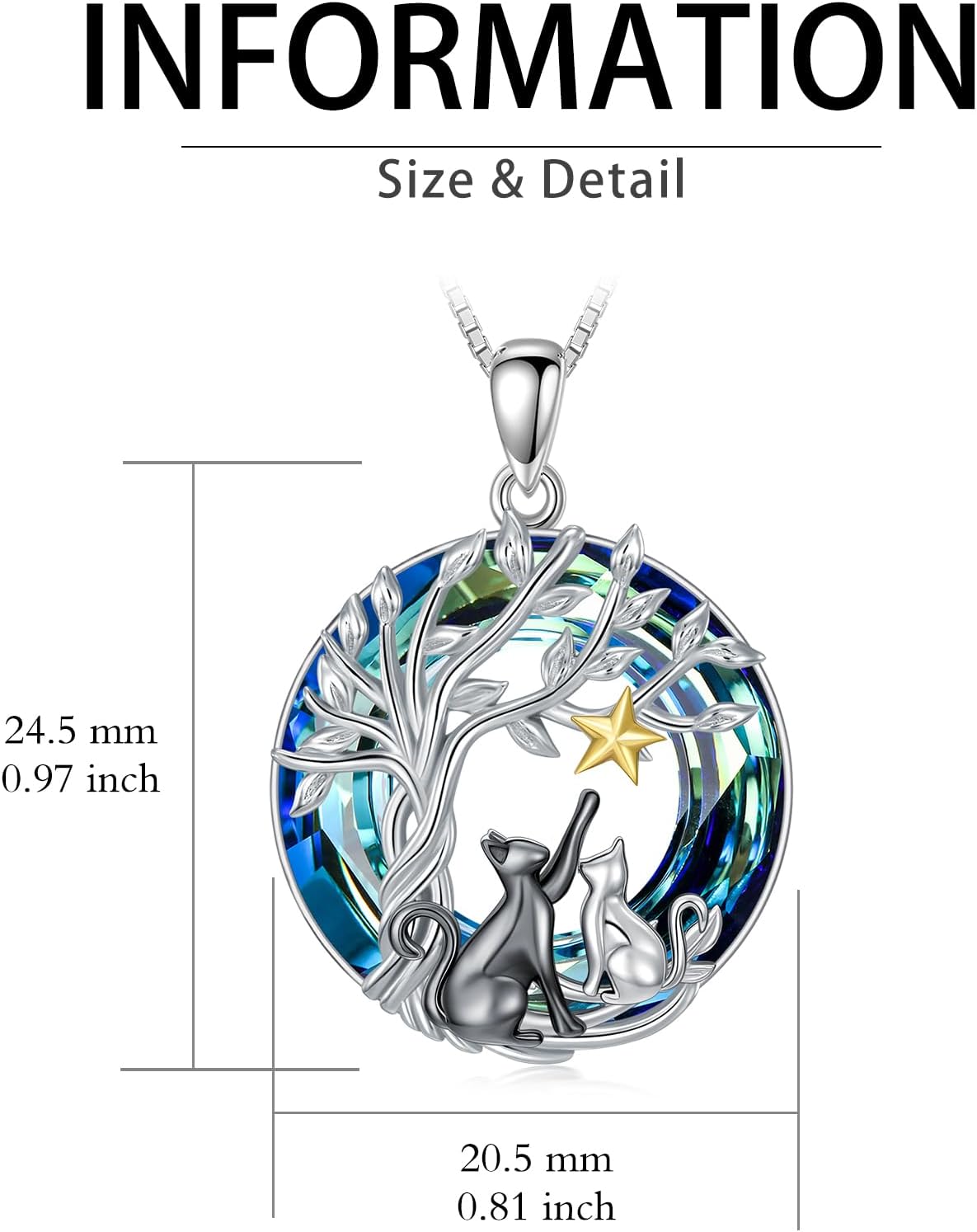 TOUPOP Cat Gifts for Cat Lovers 1 2 3 Cats Necklace 925 Sterling Silver Rose Flower Blue Crystal Jewelry Birthday Valentine's Day Gifts for Women Her Mom - Image 6