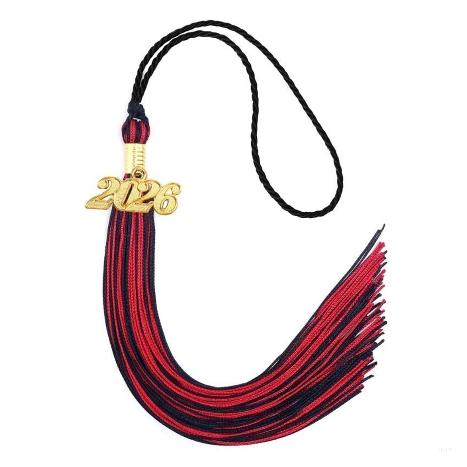 Tassel Graduation 10Pcs 2026 Graduation Tassels With Year Charm Of Hat Decoration for Graduate Ceremonies and Memorials(Black red)