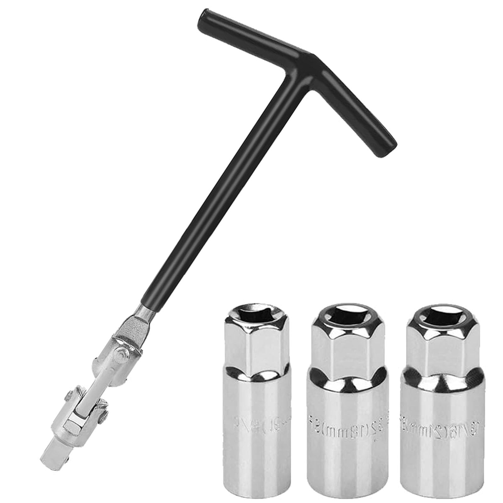 Gqunit Red And Black Spark Plug Socket Wrench, T-Handle Spark Plug Socket,Spark Plug Removal Tool 16Mm/18Mm/21Mm