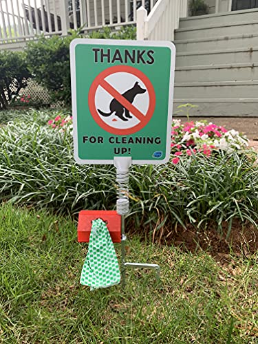 No Poop Dog Signs Poop Bag Dispenser | Stop Dogs From Pooping On Your Lawn | Sign Reads: Thanks For Cleaning Up | Protect Property | No Poo | No Pooper Scooper | (Thanks For Cleaning Up) #TOP4