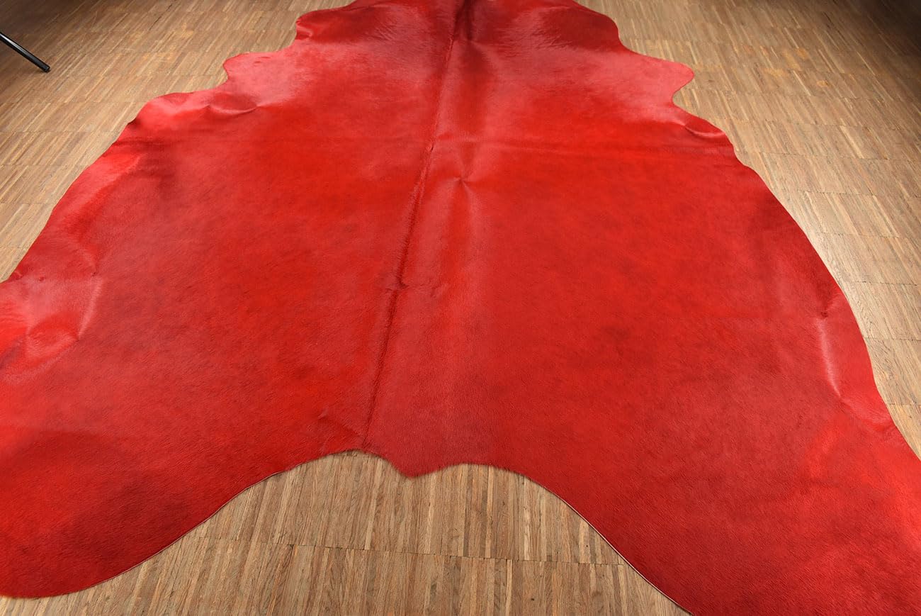 KUHFELL ROT GEFÄRBT ca. 200 x 210 cm Rinder Fell Teppich