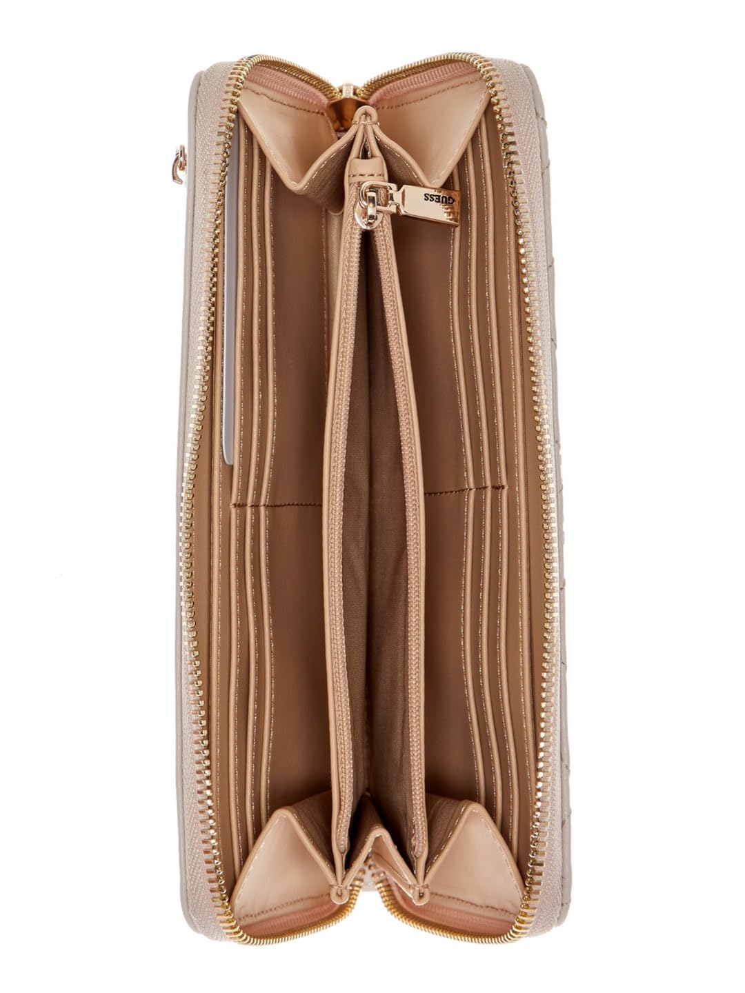 GUESS portafoglio Leona Logo SLG Zip Around Wallet Bone Logo avorio
