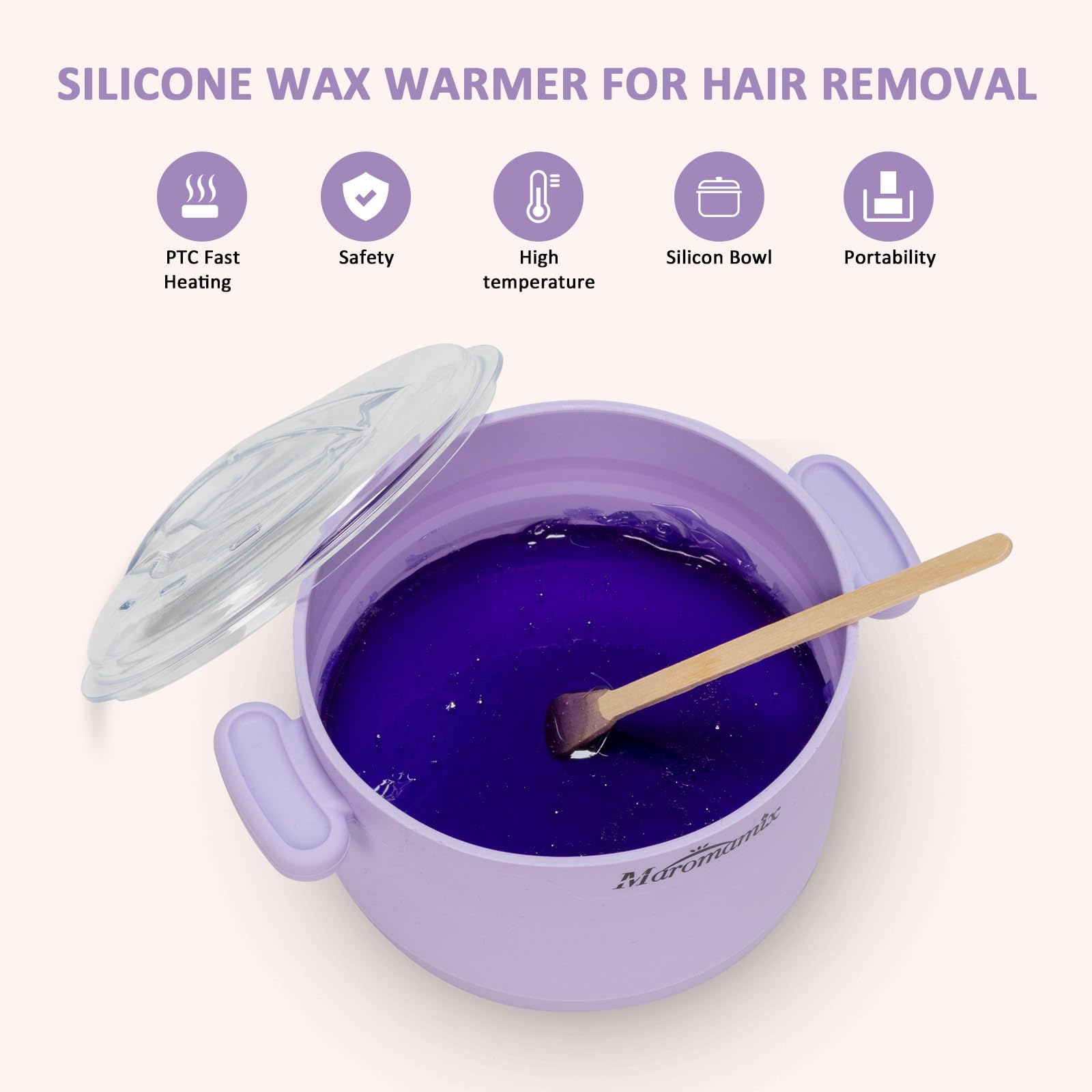 Kit per ceretta, scalda cera in silicone per depilazione con 4 confezioni di perline di cera dura, macchina elettrica portatile per cera in silicone per tutto il corpo, viso, sopracciglia, bikini