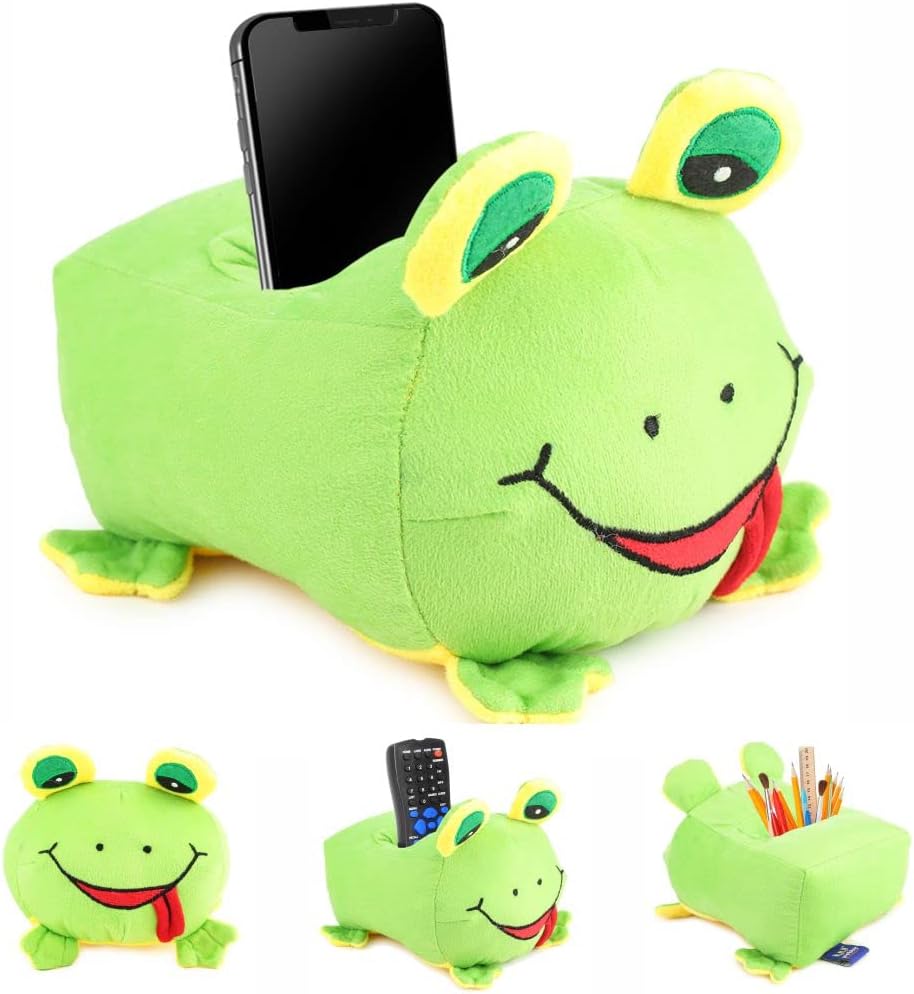 Webby Plush Smiling Face Frog Multi Purpose Holder Soft Toys Green