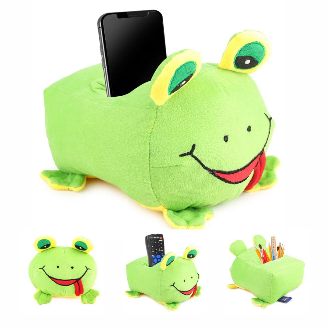 Webby Plush Smiling Face Frog Multi Purpose Holder Soft Toys Green