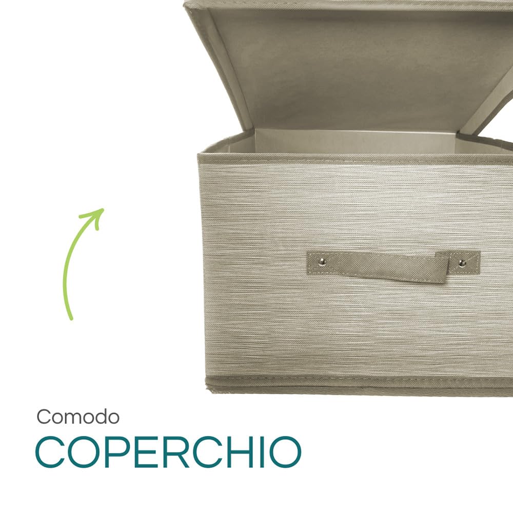 Scatole Organizzatrici In Tessuto Pieghevoli - 3 Pezzi, Grigio, 47x28x21 Cm