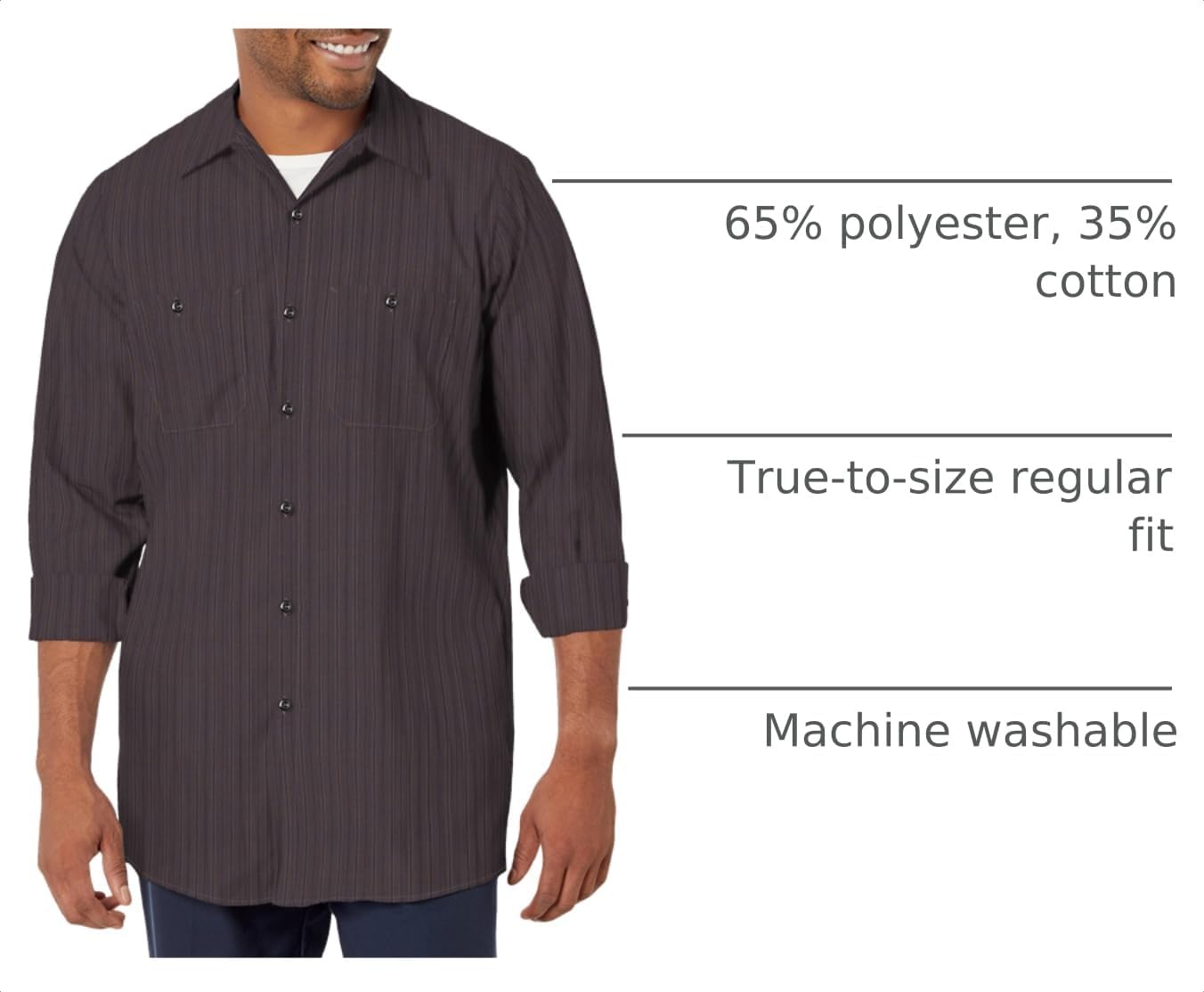 Red Kap Men's RK Long Sleeve Industrial Striped Work Shirt