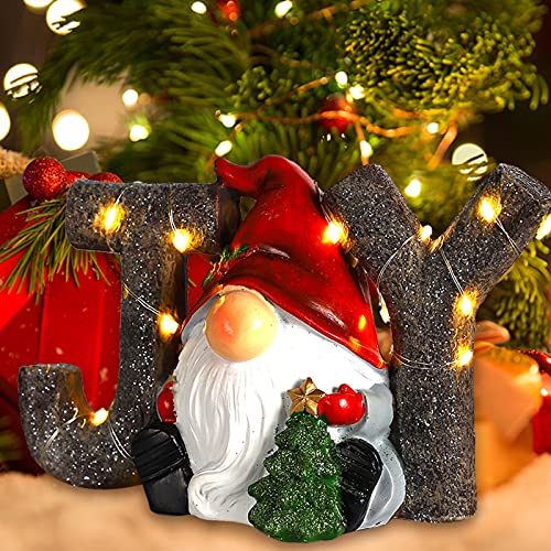 Mortime Christmas Table Decorations With Led Lights, Resin Joy Centerpiece Santa Claus Hold Christmas Tree For Holiday Party Home Table Decor Christmas Decorations #TOP5