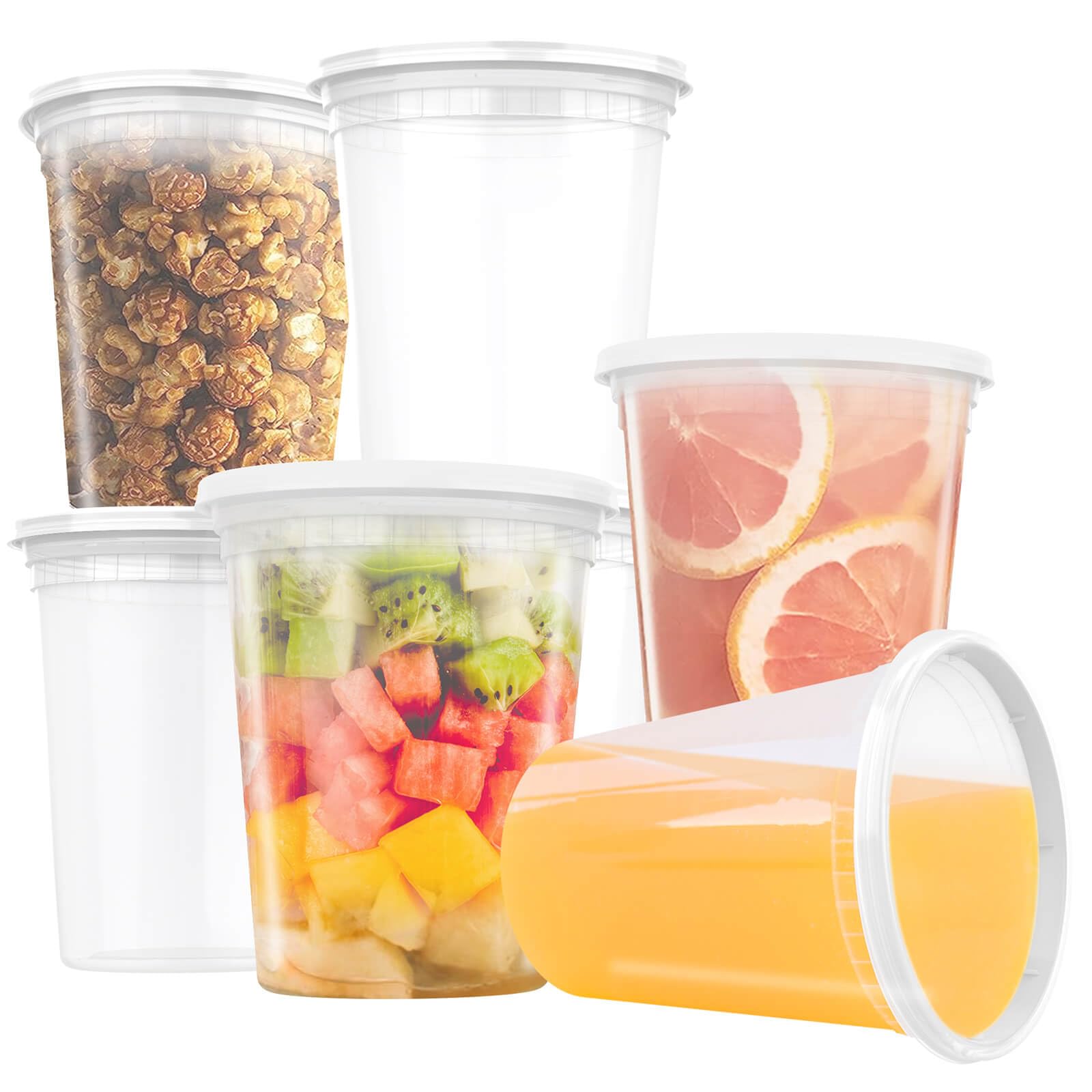 Paquete de 40 recipientes de almacenamiento de alimentos de 32 onzas con tapas herméticas, seguros para congelador, preparación de comidas, sopa, slime, duraderos, reutilizables para