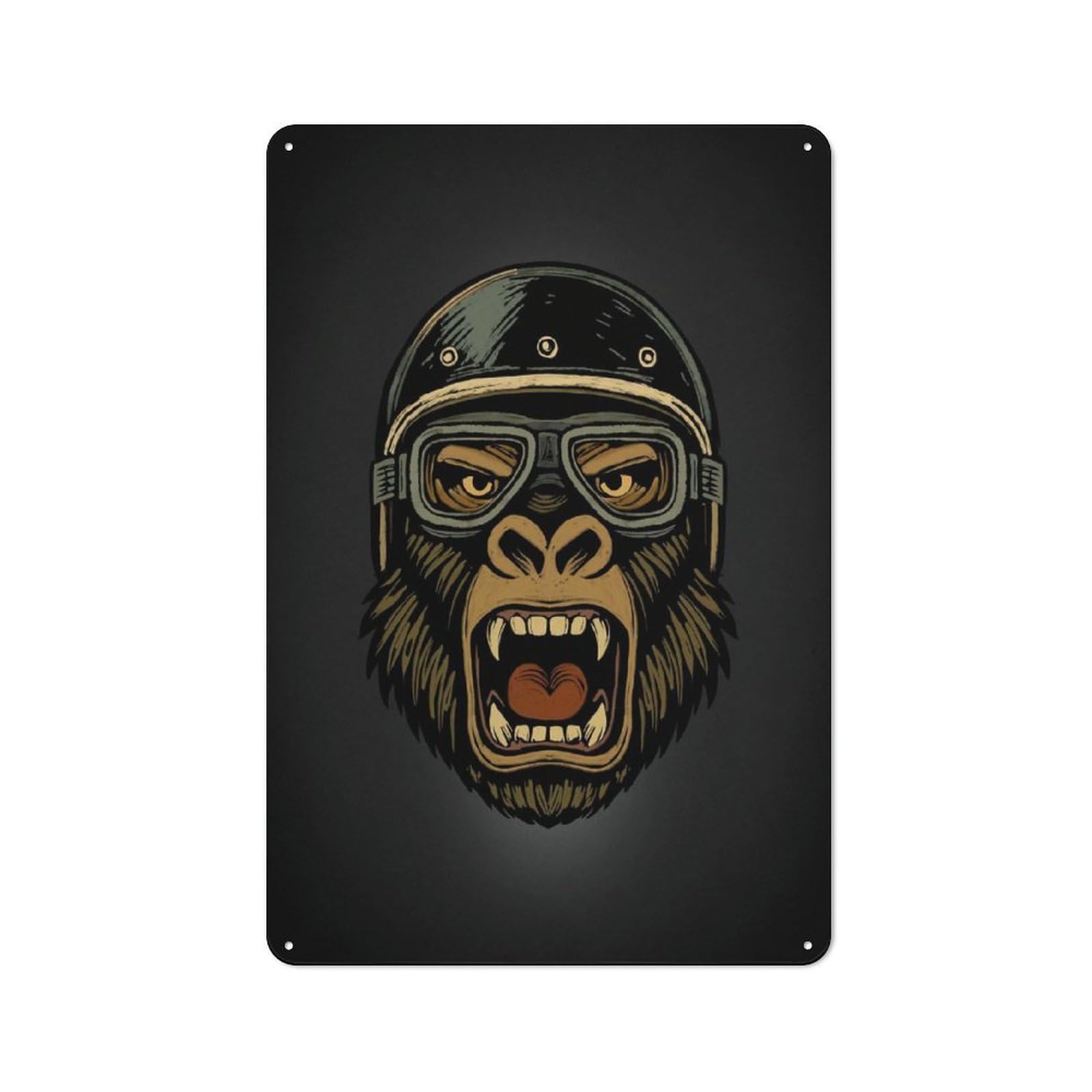 Urban Motorcycling Gorilla Decorative Metal Plaque 30x20cm, Urban Room Decor for Flat, Bar, Studio Or Gallery Wall