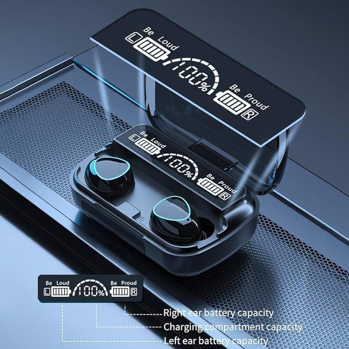 Image of MB Star M10 TWS Bluetooth V5.1 in-Ear Wireless Earbuds with Upto 4 Hours Playback Stereo and Charging Power Bank Case Waterproof Bluetooth Earphones with Mic, Noise-Cancellation - (Pack of 2, Black)