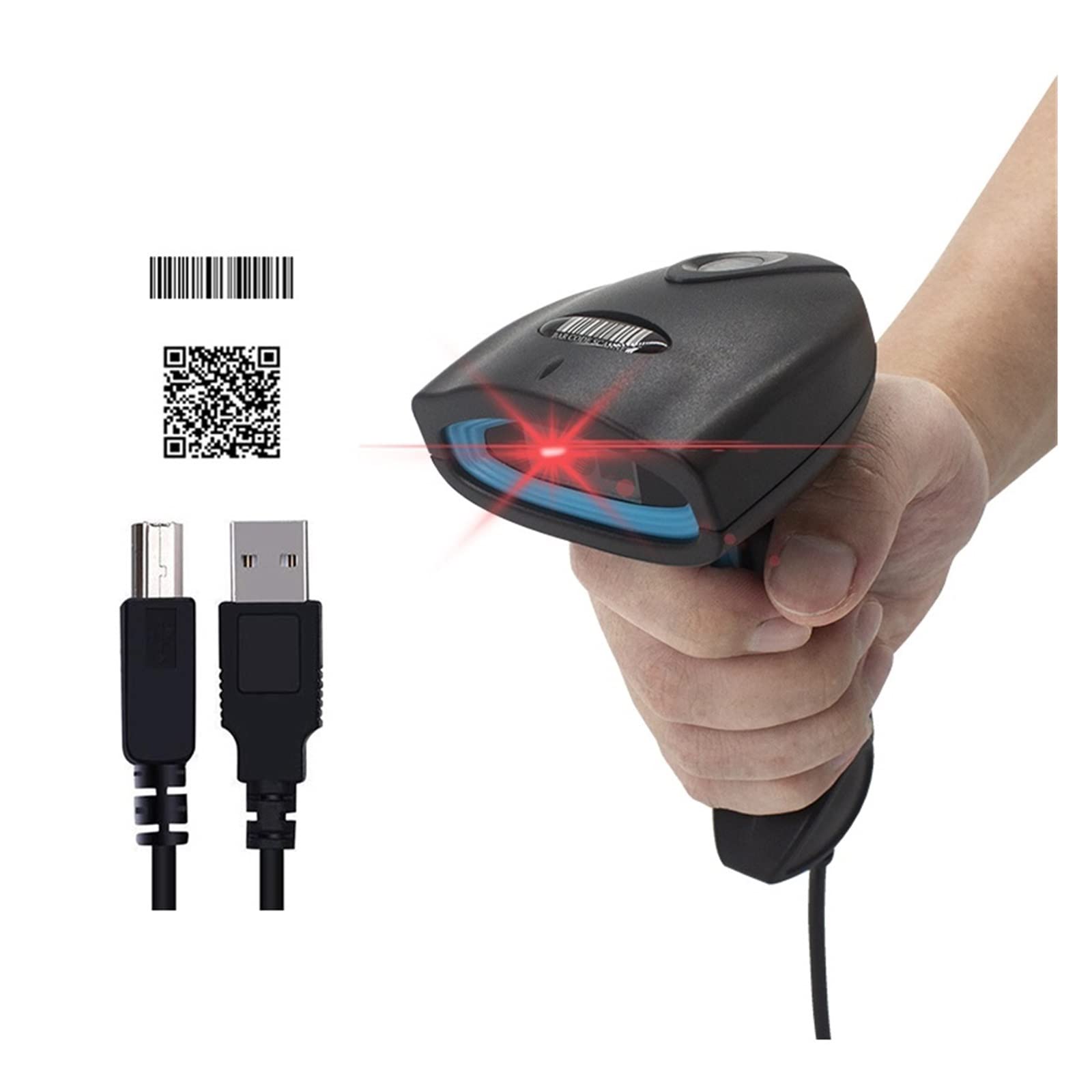 LNHHG 2D Barcode Scanner Wired Handheld Barcode Scanner 1D/2D QR Code Reader Portable USB Wired For Inventory POS Terminal(HBA-U2 wired)