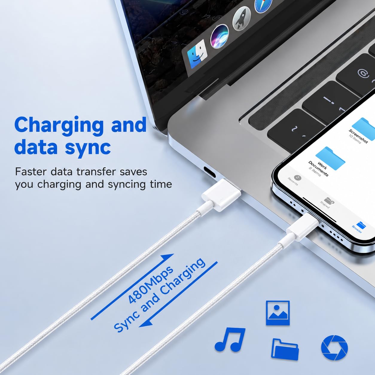 Kabel do iPhone 3m [Apple MFi Certified] Kabel Lightning USB do Lightning Szybkie ładowanie iPhone 2,4A Nylonowy Kabel do ładowania iPhone ładowarka i Phone Kabel do i Phone 14/13/12/11/SE/iPad