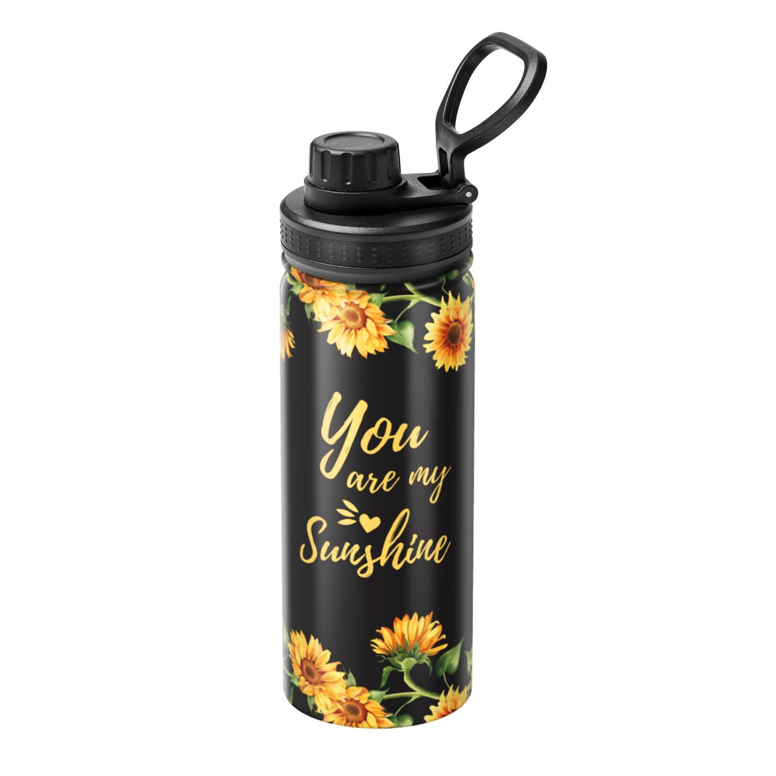 Cerburny Insulated Water Bottle You Are My Sunshine 18 oz Stainless Steel Bottles With Lid Leak Proof Gym Sport Water Jug For Women Friends