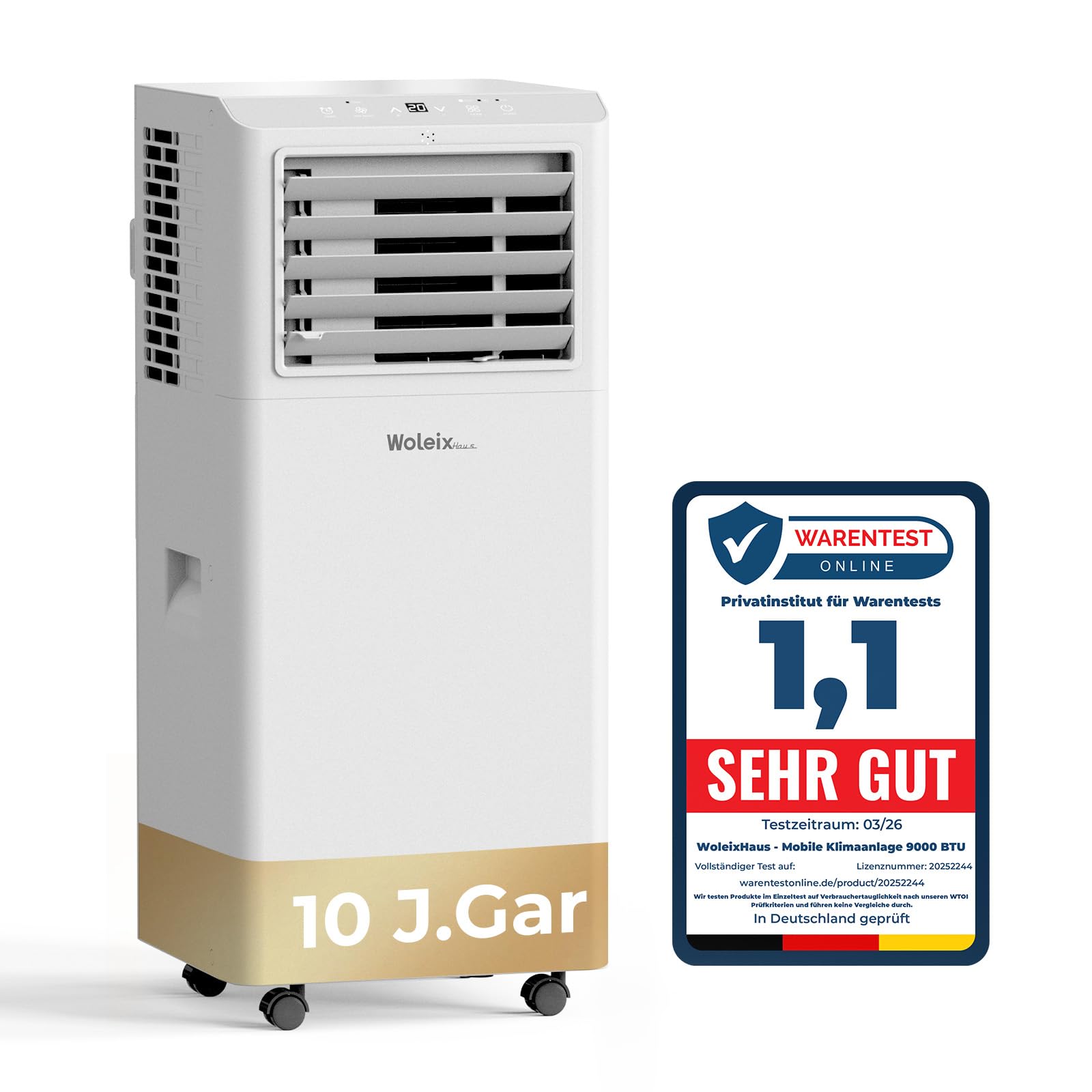 Mobile Klimaanlage 9000 BTU  Klimaanlage Mobil mit Abluftschlauch  Mobiles Klimagerät leise 55dB  mit Timer