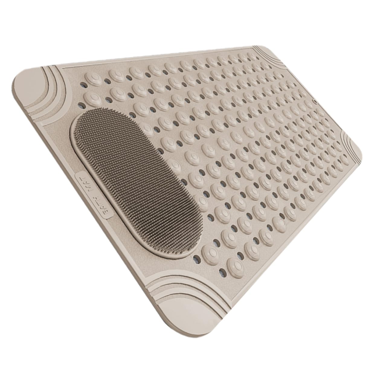 Tapis de douche antidérapant caoutchouc beige grand drainage tapis de bain confort