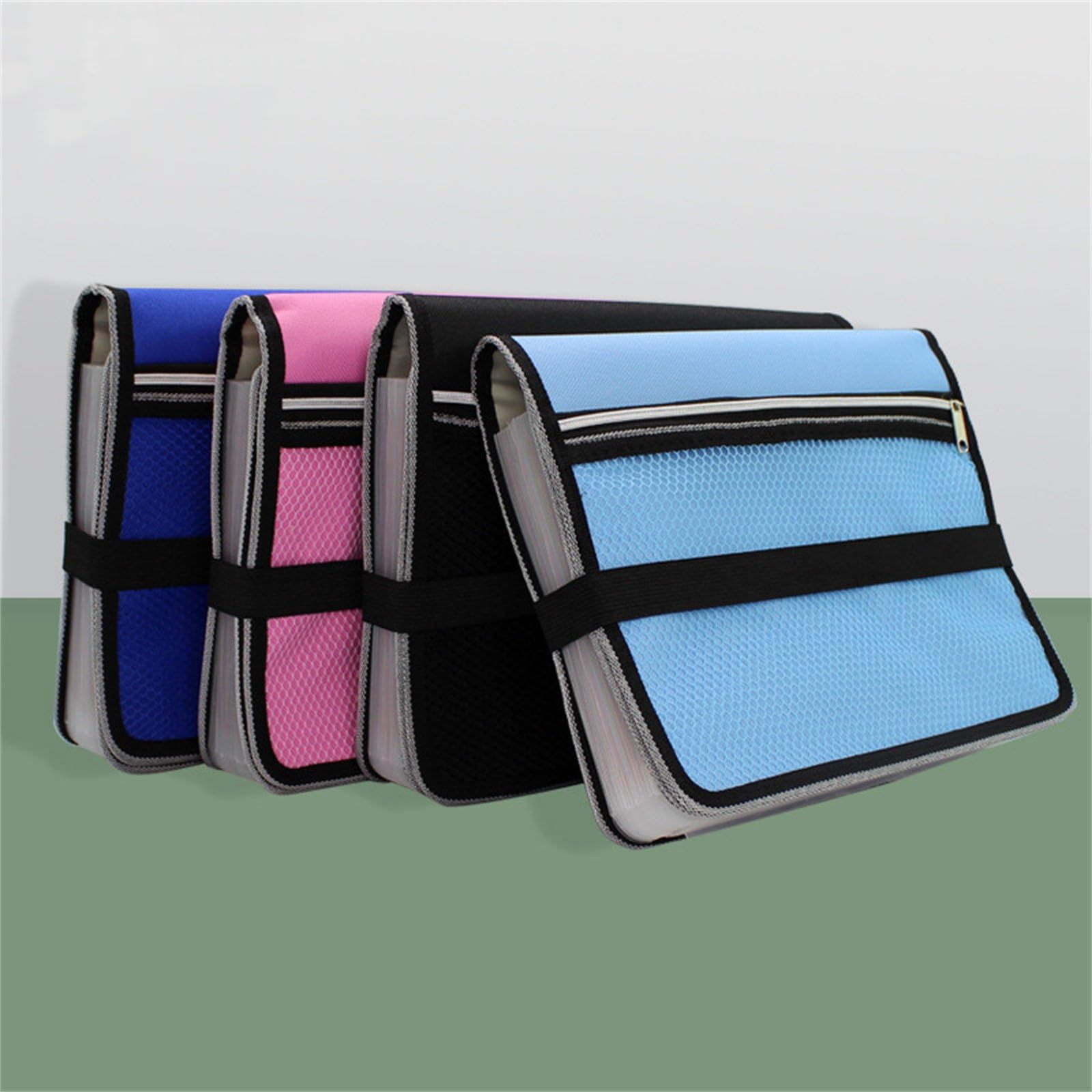 Carpeta Clasificadora Carpeta de almacenamiento de facturas, albarán de entrega, bolsa de documentos estable multicapa, Clip de órgano de tela A5(Black)