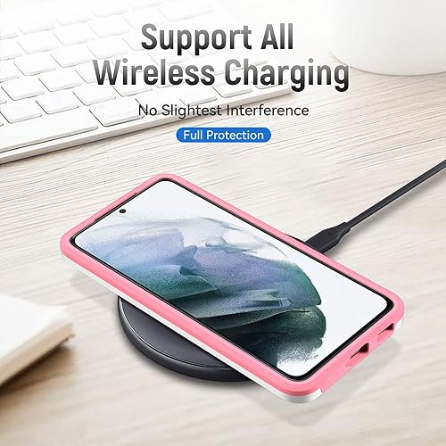 Miniatura 88 de Funda para Samsung Galaxy S21 Ultra (no para S21 Plus y S21), resistente a prueba de golpes, de grado militar, soporte de carga inalámbrica