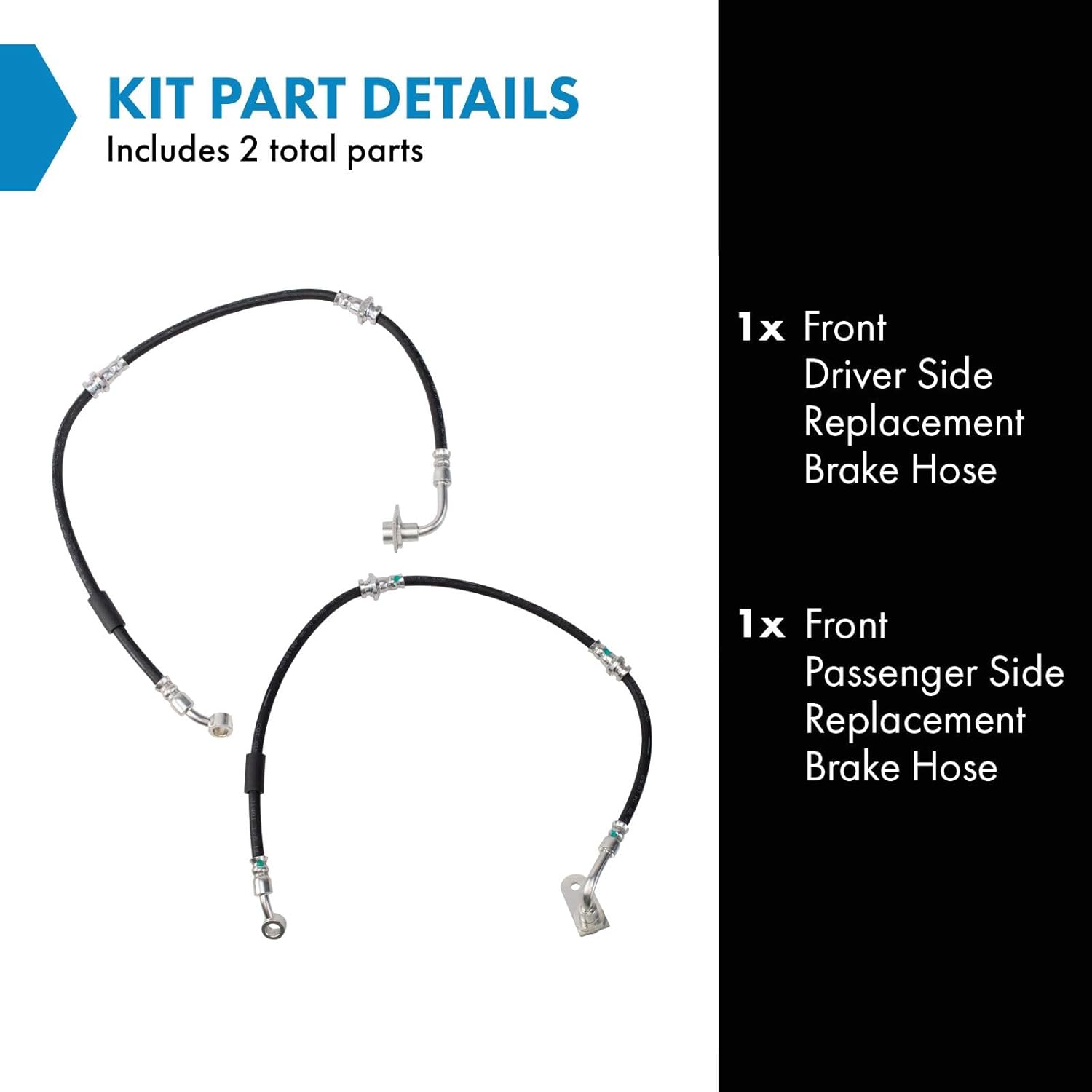 TRQ Front Driver & Passenger Side Brake Hose Set Compatible with 1999-2004 Chevrolet Tracker 1999-2005 Suzuki Grand Vitara 2002-2006 XL-7