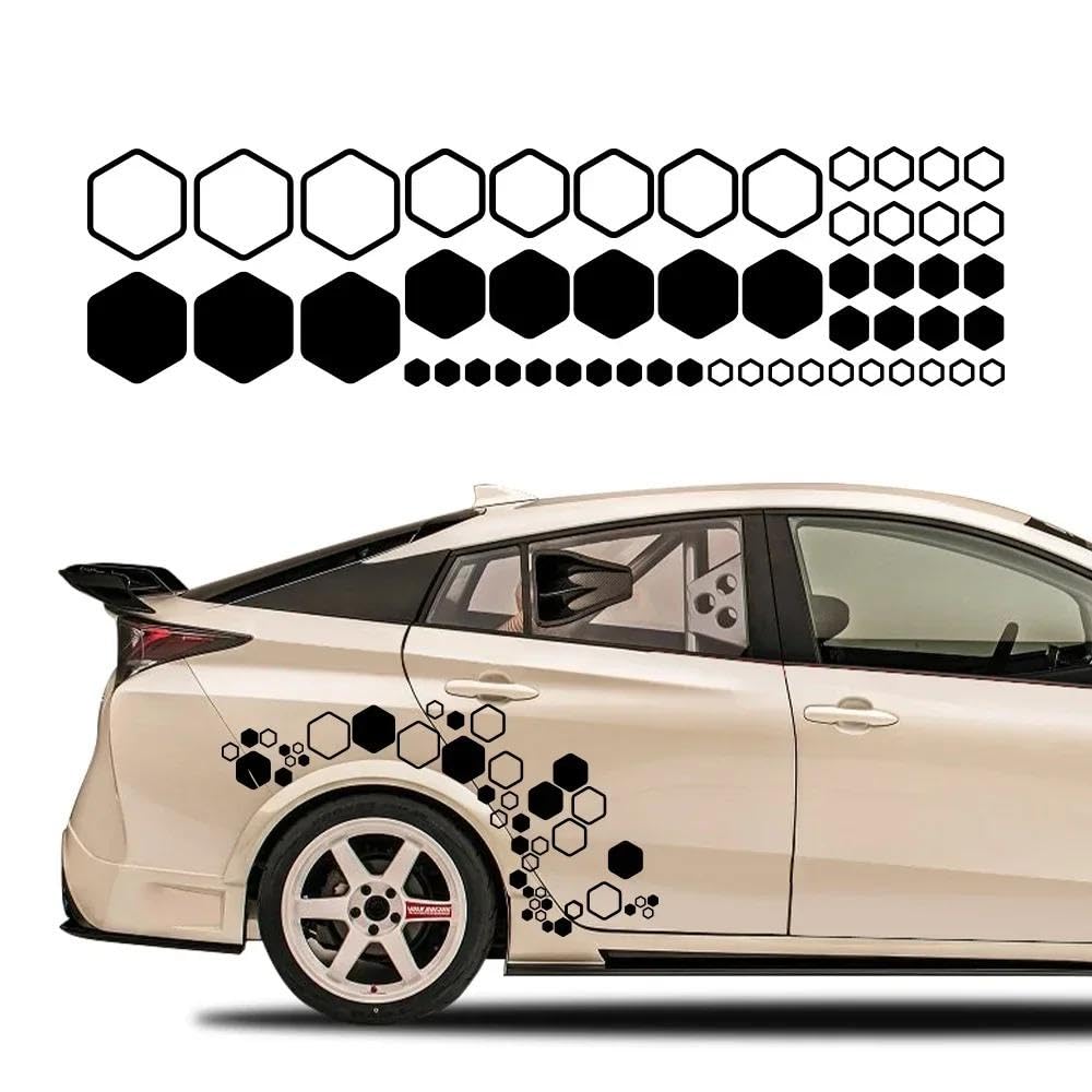 Adesivi Combinati Per Auto A Nido D'ape Adesivi Poligonali In Vinile Impermeabile Decorazione Corpo Laterale Fai-da-te(Matt Black)