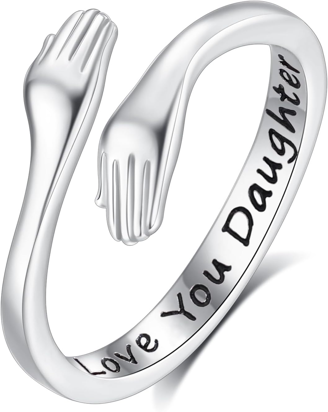 INFUSEU 925 Sterling Silver Hug Love Rings for Women Girls Cute Gifts for Her