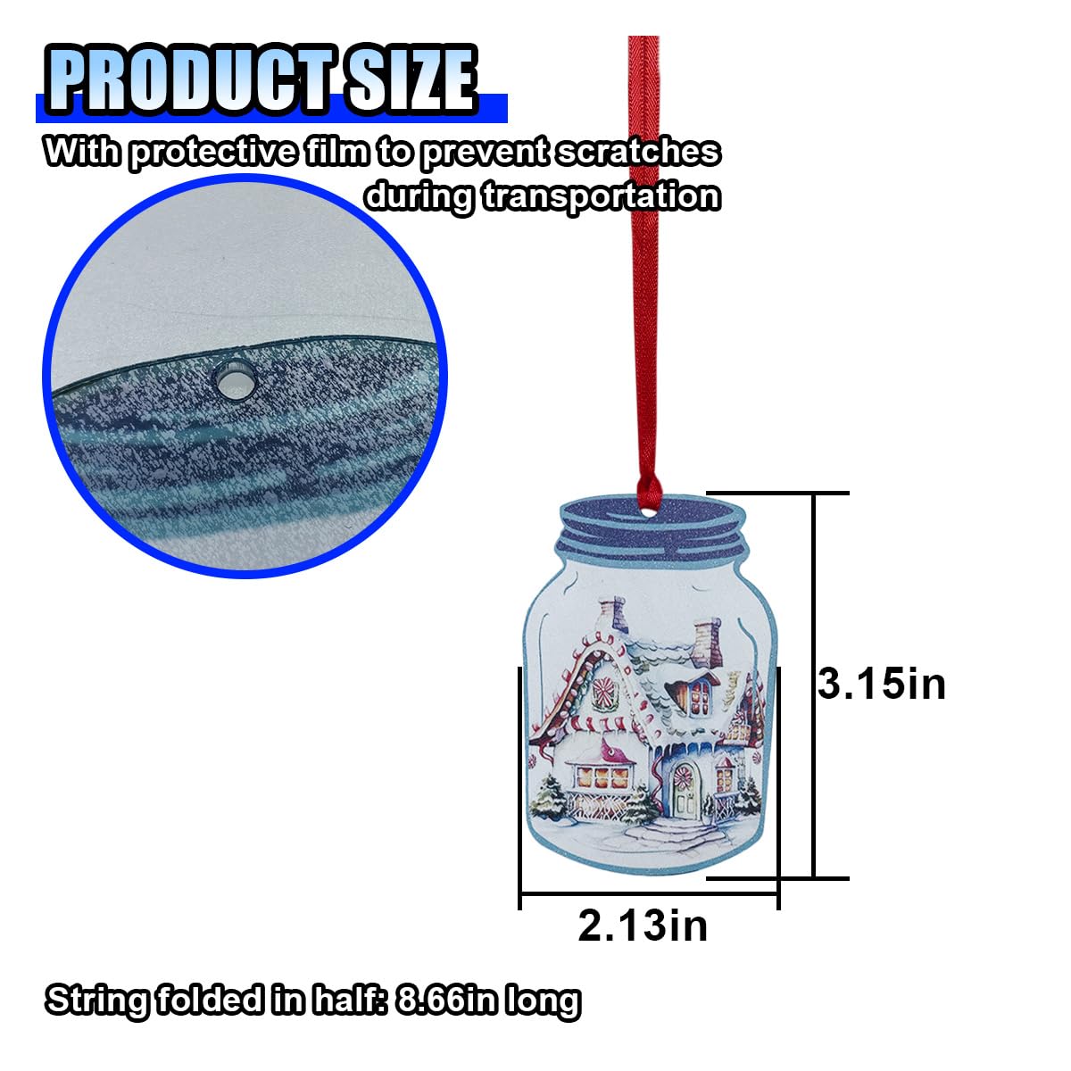 Christmas Car Dangle Ornament Car Rear View Mirror Charm 2D Flat Acrylic Hanging Pendant Accessories Christmas Tree Decoration — view 2