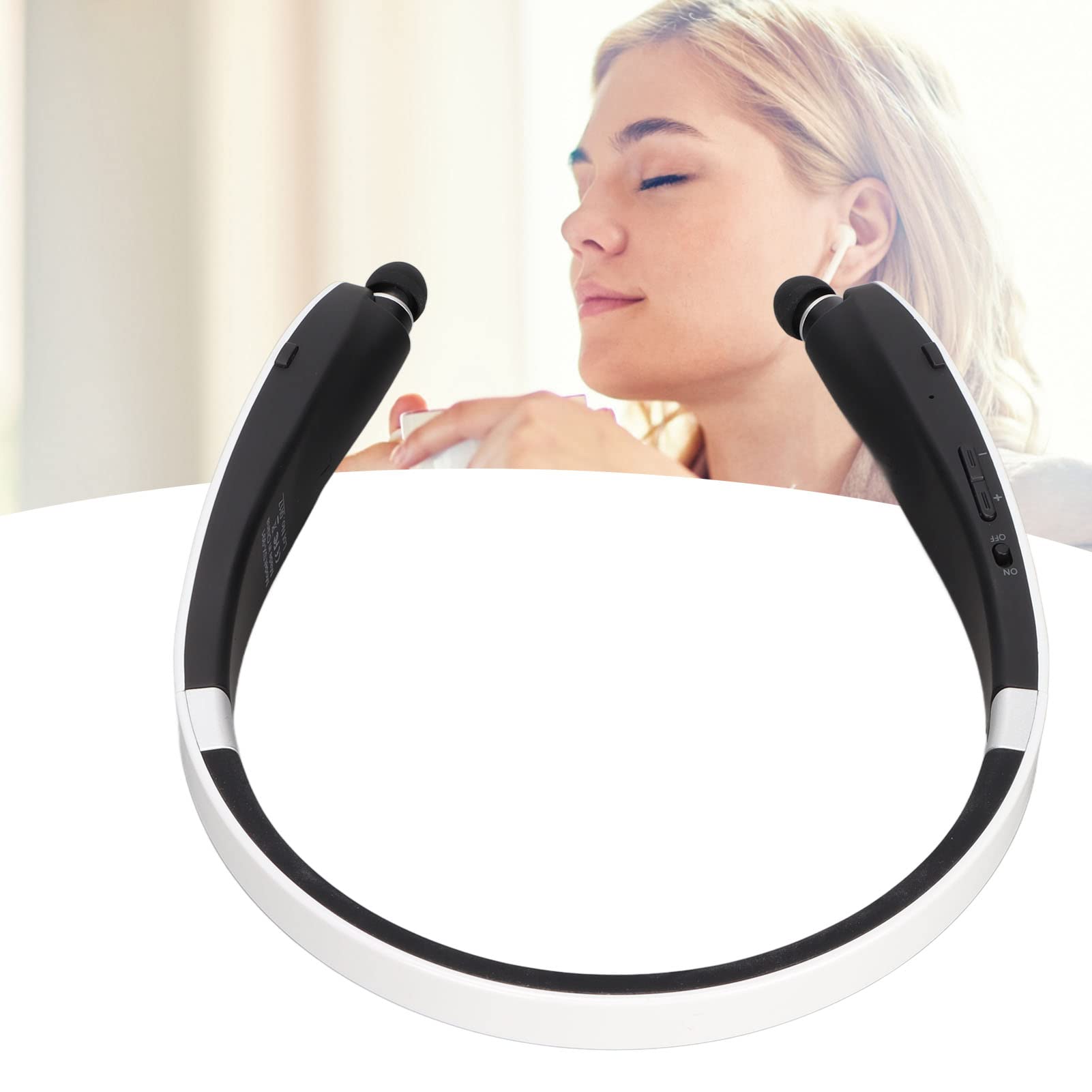 Cuffie con Archetto da Collo Auricolari Stereo con Archetto da Collo Auricolari Sportivi Flessibili Retrattili con Microfono con Cancellazione del Rumore per la Corsa Auricolari