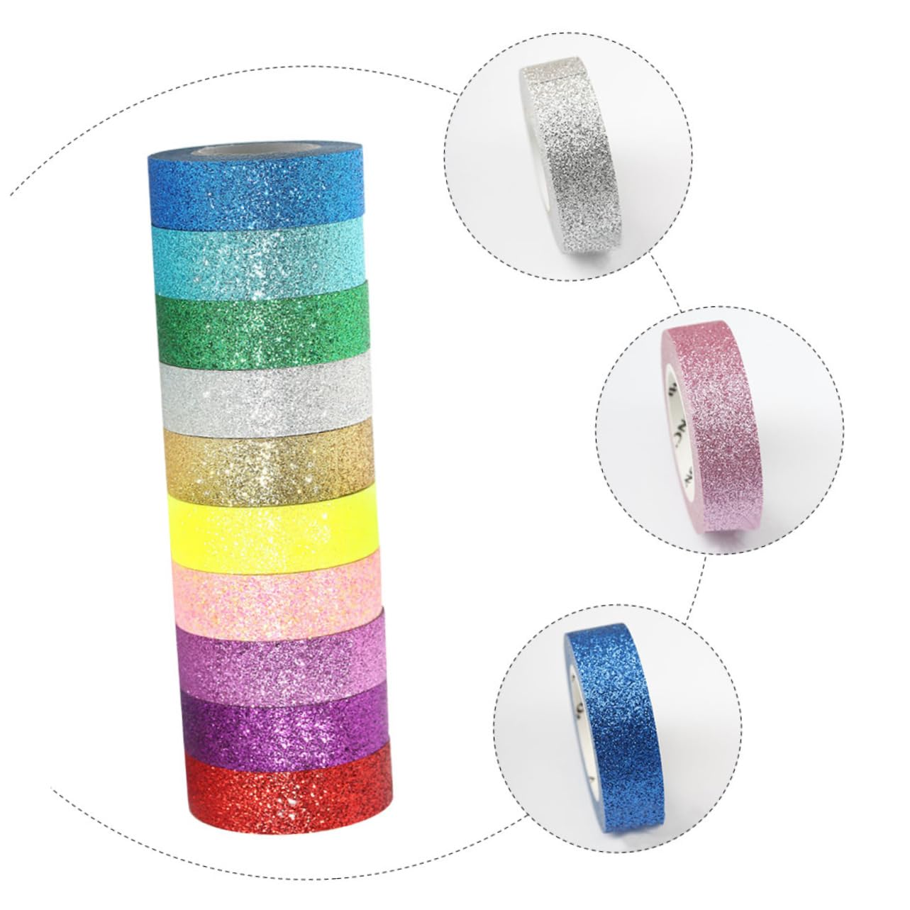 Housoutil 3 Sätze Glitzerndes Washi Tape Teilig Buntes Dekoratives Klebeband DIY Basteln Geschenkverpackung Leicht Klebend ohne Rückstände Vielseitig Klein und Handlich für Büro und
