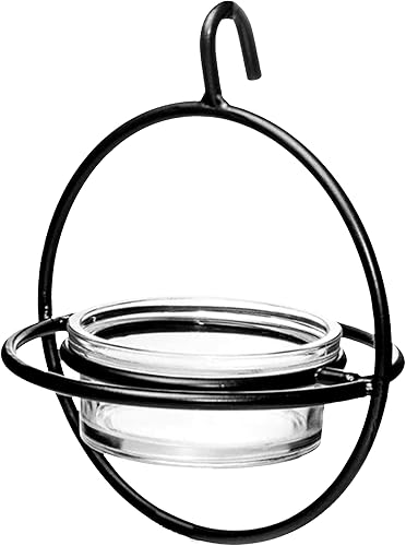 Miniatura 8 de Monarch Abode Comedero de colibrí de vidrio colgante hecho a mano con cuenco rojo y perca, comederos para colibríes para exteriores, cuenco de