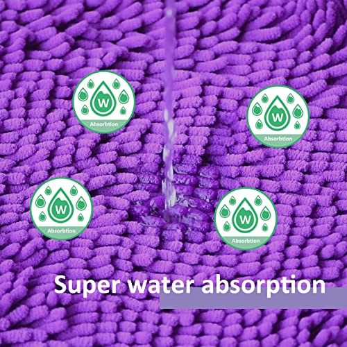 Image of RUN HELIX Purple Bathroom Rugs Sets 3 Piece Non Slip Extra Absorbent Shaggy Chenille Bathroom Rugs and Mats Sets, Soft & Dry Bath Rug /Mat Set for Bathoom Mats