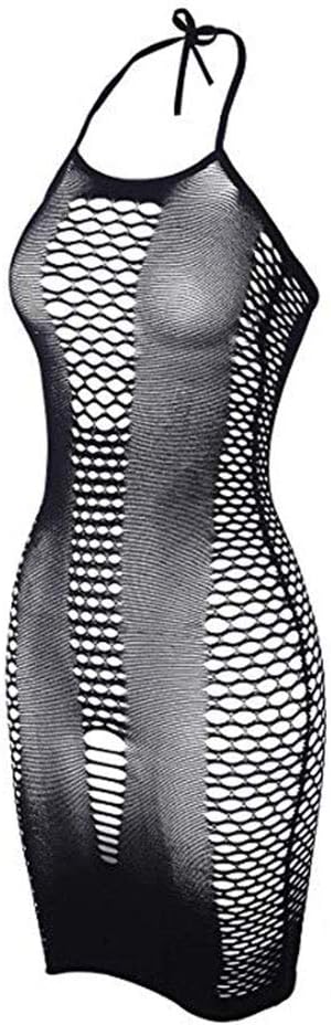 HYJC Women Bodystocking Lingerie Fishnet Babydoll Nightwear (8522-black), One Size