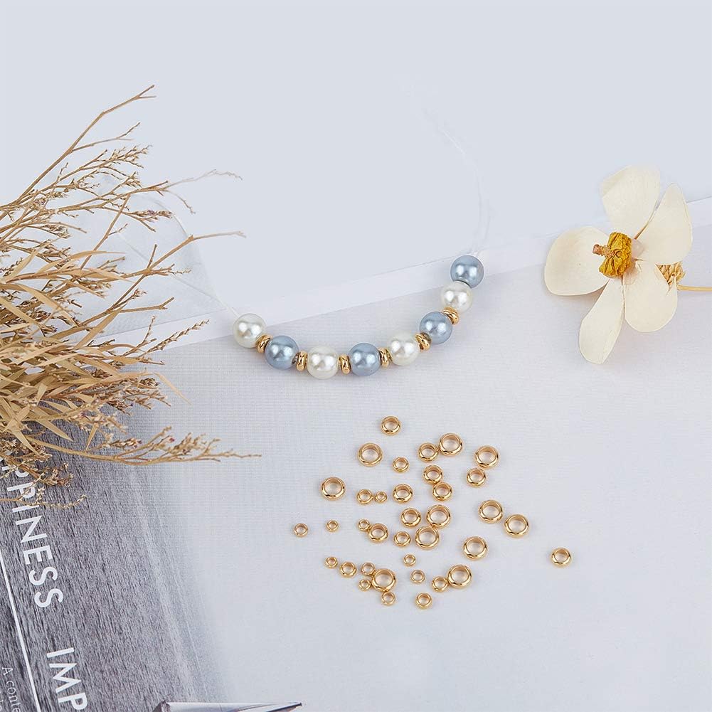 UNICRAFTALE 5 Sizes Golden Spacer Beads 100pcs 3-6mm Rondelle Stainless Steel Loose Beads Smooth Surface Beads for DIY Bracelet Necklace Jewelry Making - Image 2